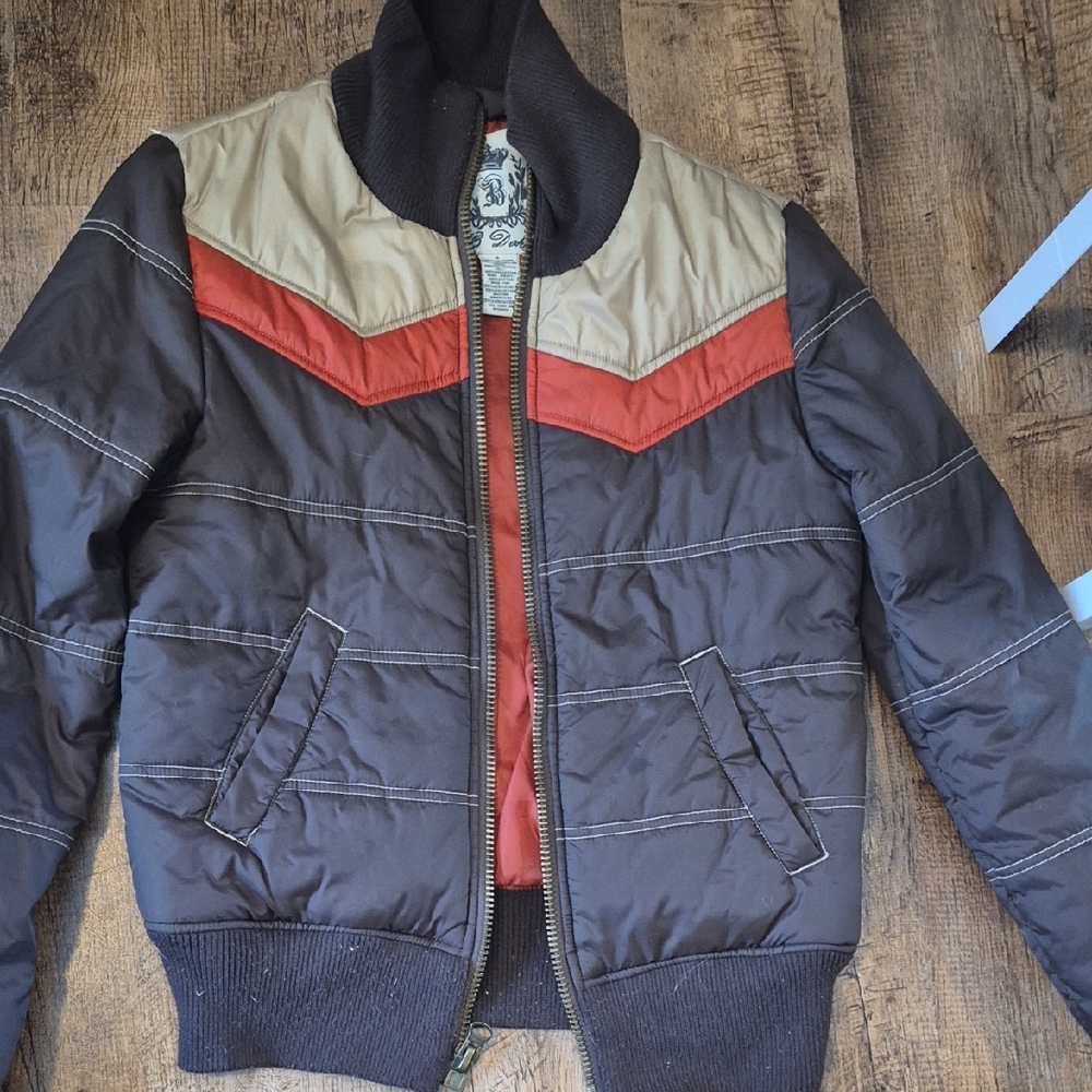 BB Dakota Brown and Red Bomber Jacket